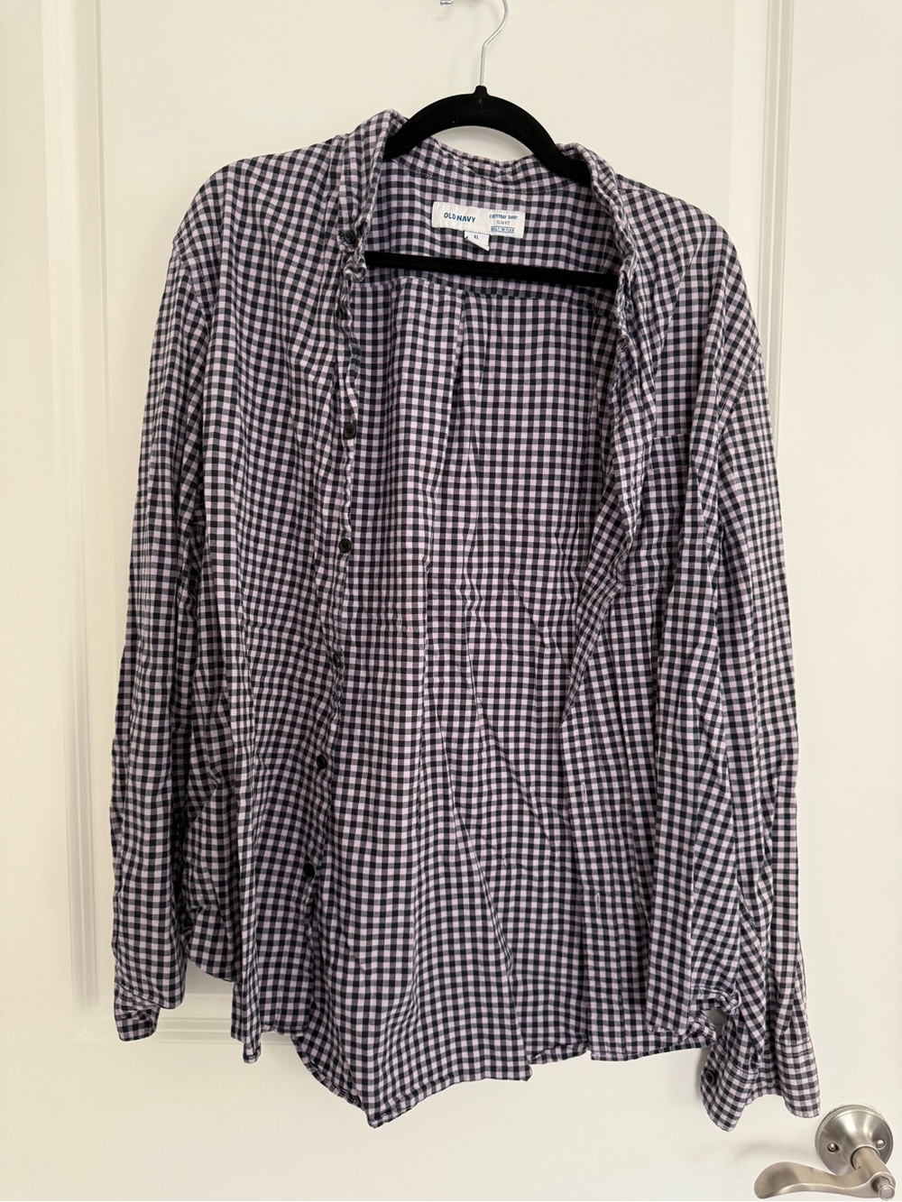 Old Navy Purple & Navy Blue Gingham Slim Fit Shirt